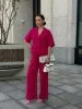 Костюм с рубашкой с укороченным рукавом цвет Фуксия