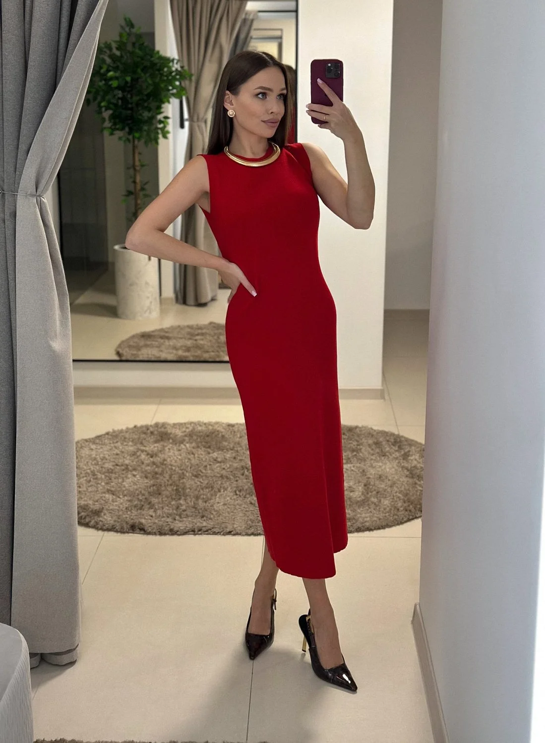 Платье трикотажное CHIC цв. классический красный